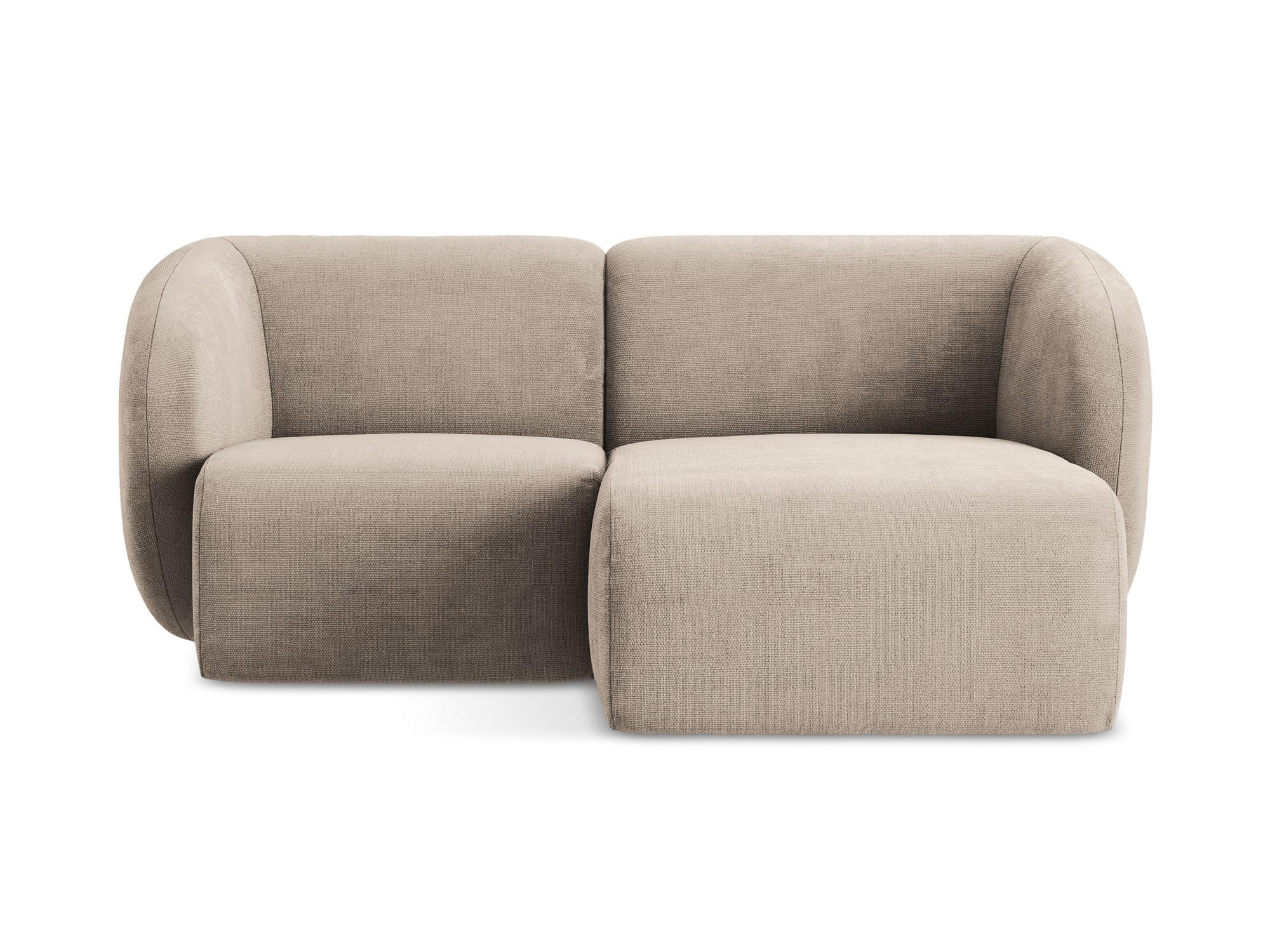 ECKSOFA Rechts Chenille Stoff Beige - Schwarz/Cappuccino, Holzwerkstoff/Kunststoff (178/166cm) - Makamii
