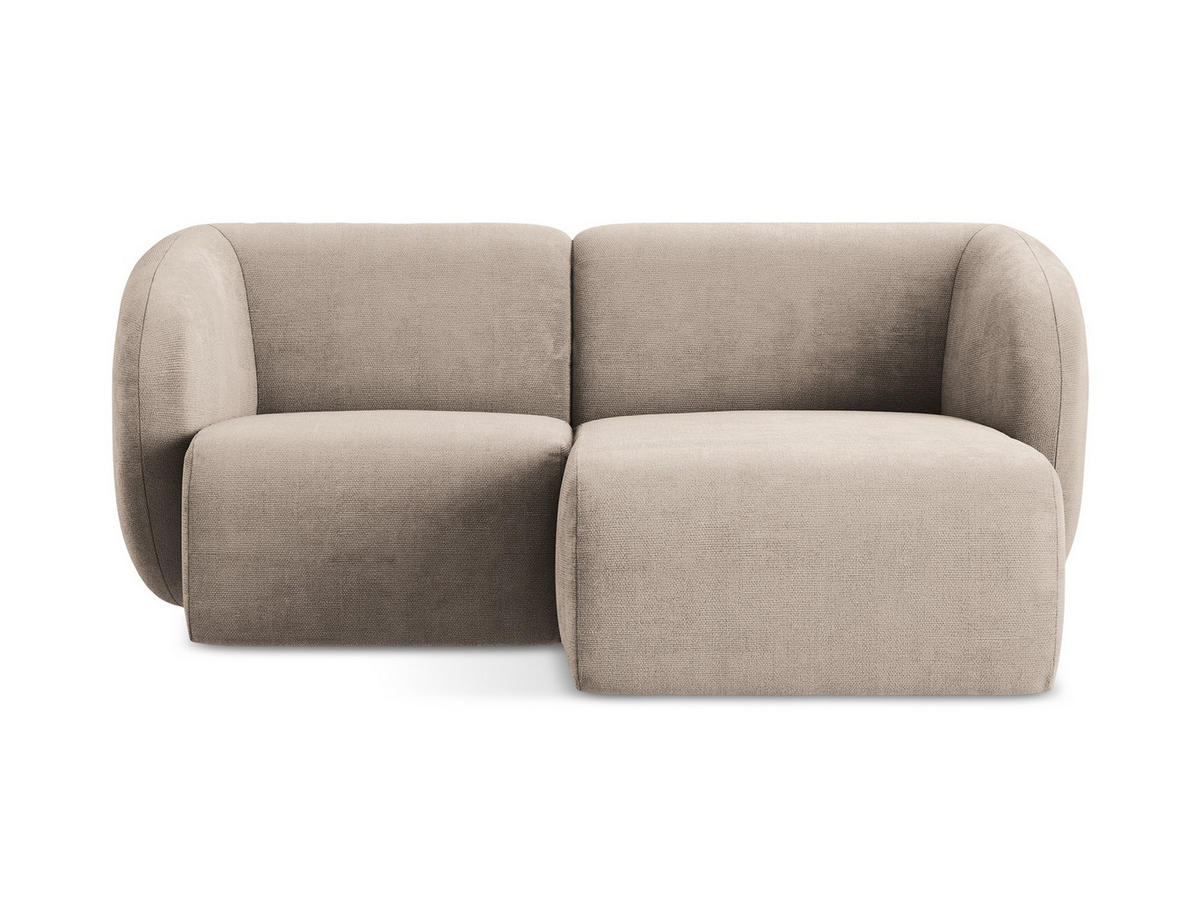 ECKSOFA Rechts Chenille Stoff Beige - Schwarz/Cappuccino, Holzwerkstoff/Kunststoff (178/166cm) - Makamii