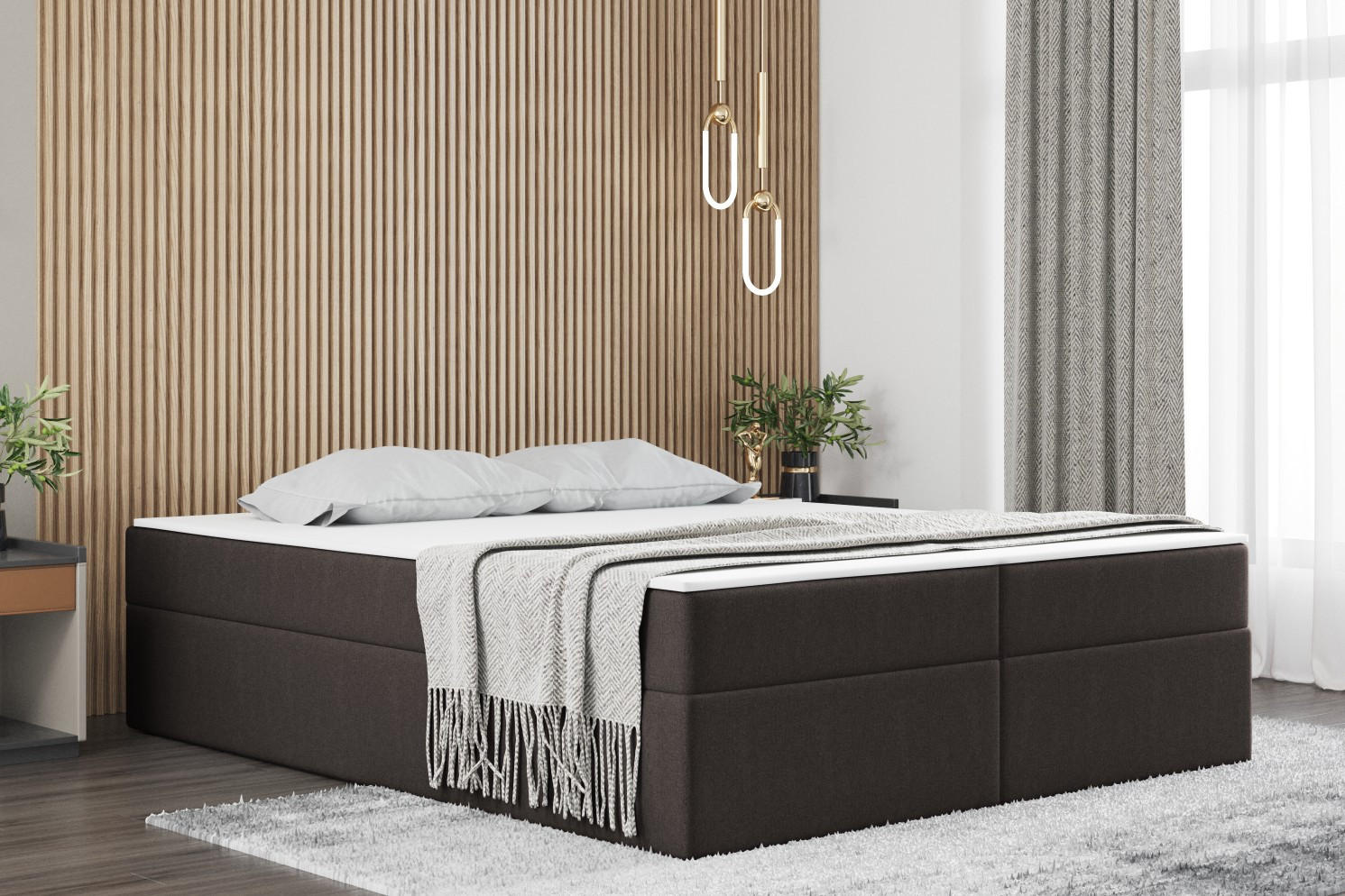 BOXBETT Mit Bettkasten Und Matratze Topper Ruben Kaltesbraun 120x200 cm H2-Pocket - Hellbraun, Holz/Textil (120/200cm) - Kaiser Möbel