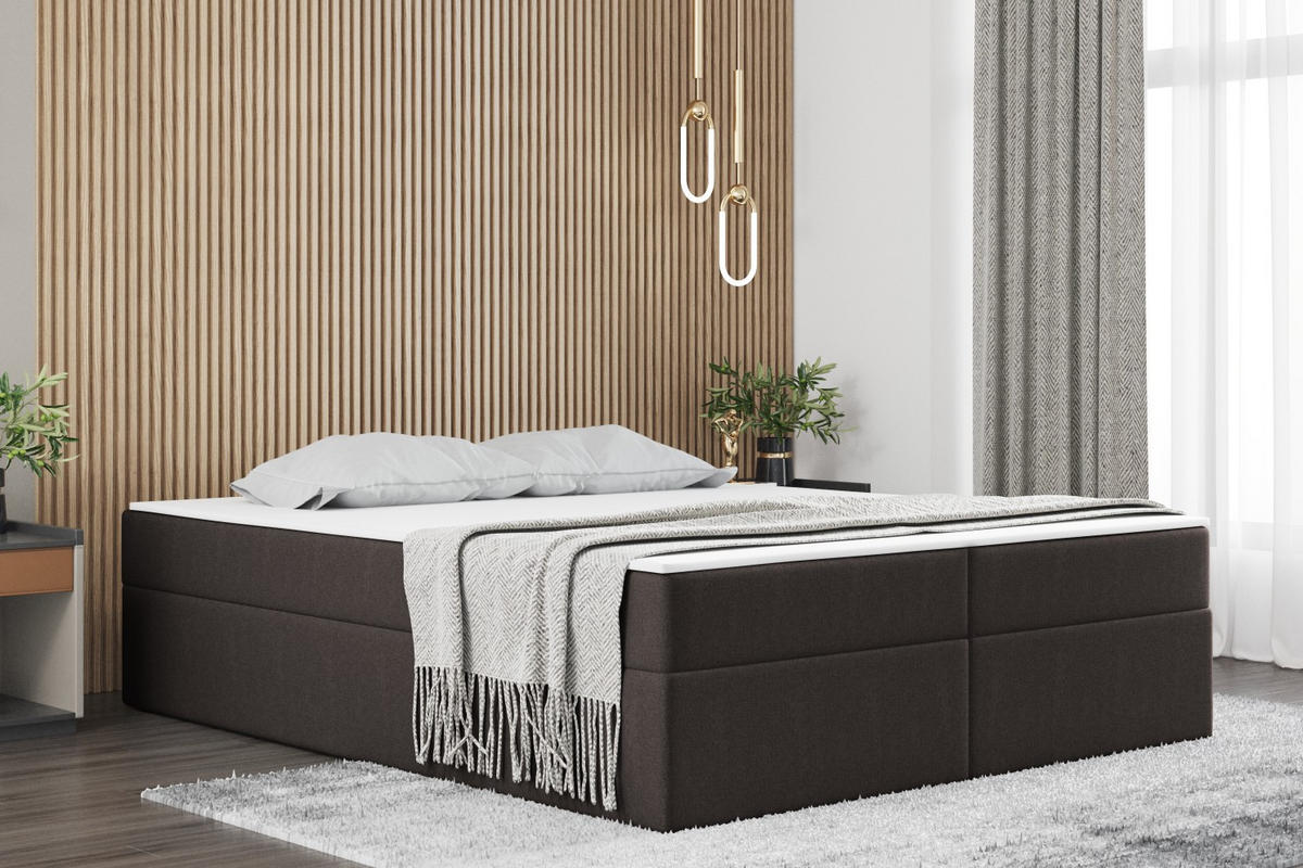 BOXBETT Mit Bettkasten Und Matratze Topper Ruben Kaltesbraun 200x200 cm H3-Bonell - Hellbraun, Holz/Textil (200/200cm) - Kaiser Möbel