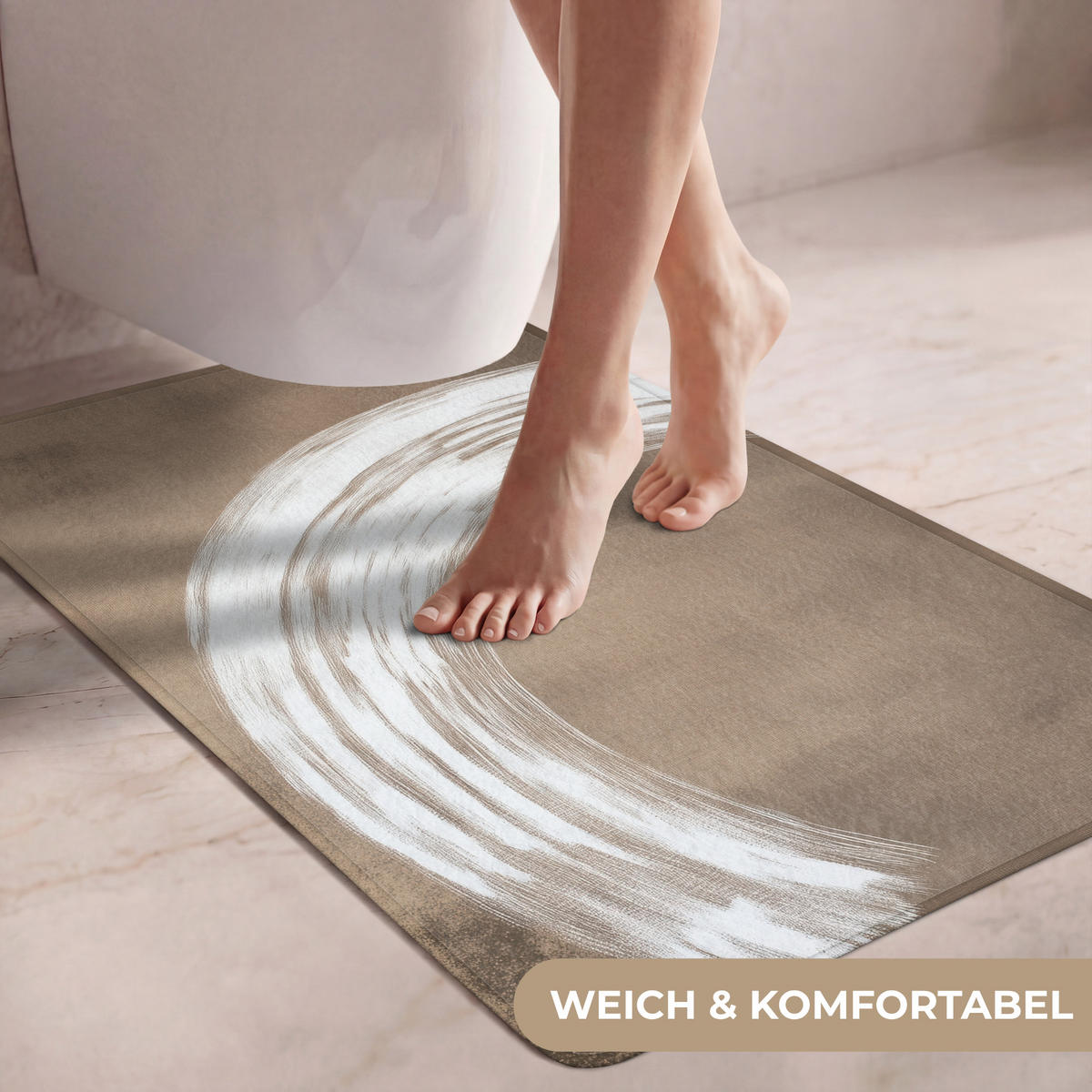 WC PŘEDLOŽKA Barva - hnědá - Japandi 60x90 cm - barva mokka, textil/plast (60/1cm) - OnlyWow