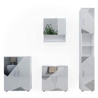 BADMÖBEL-SET Irma Weiß 4 Teile, mit Hochschrank und Kommode - Weiß Hochglanz/Weiß, Holzwerkstoff (80/58.6/41cm) - Vicco