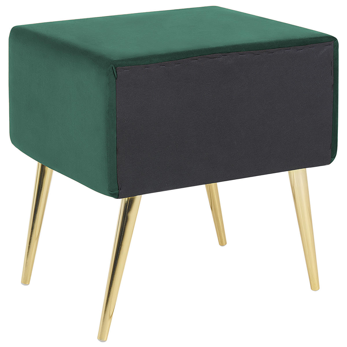 ÉJJELISZEKRÉNY Bársony smaragdzöld/arany 1 Fiók 38/46/49 cm Flayat - smaragdzöld/arany színű, textil (46/49/38cm) - Beliani