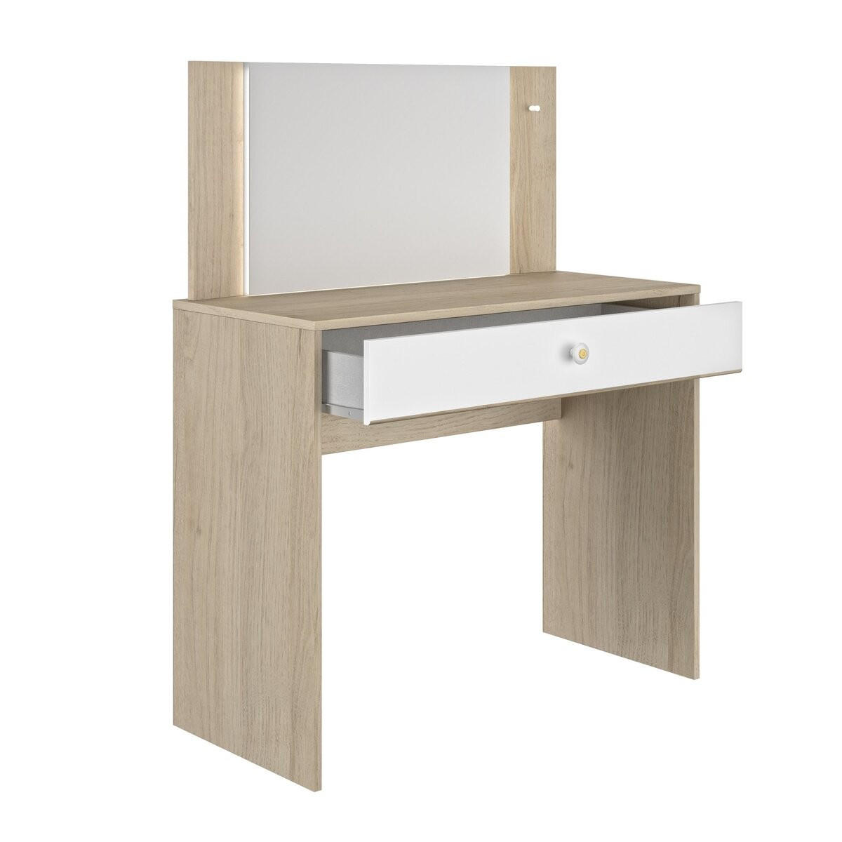 SCHMINKTISCH mit 1 Aufbewahrungsschublade B94 cm - MAKEUP - Weiß, Holzwerkstoff (44/121/94cm) - Calicosy