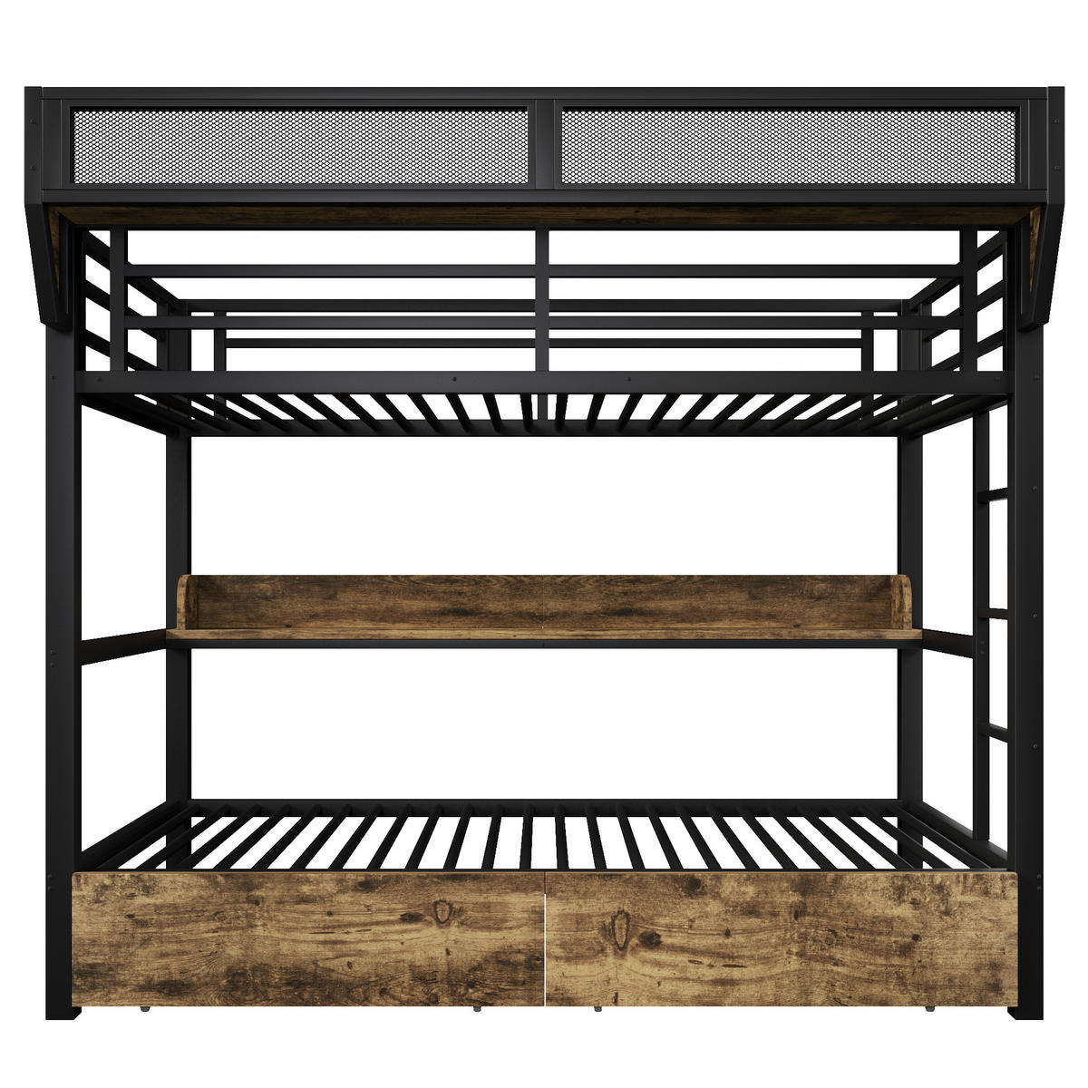 ETAGENBETT mit Regal 90x200 cm Metall MDF Black - Schwarz, Metall (90/200cm) - Meubliv