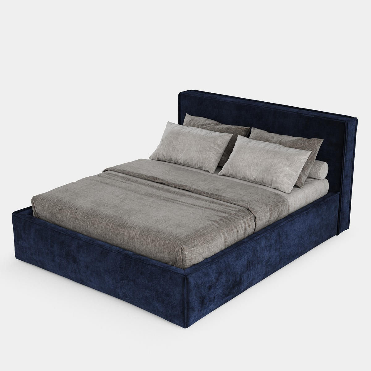 POLSTERBETT Sato mit Stauraum 120/200 cm Marineblau im Terra NW Stoff - Schwarz/Naturfarben, Holz/Holzwerkstoff (120/200cm) - AltaBeds