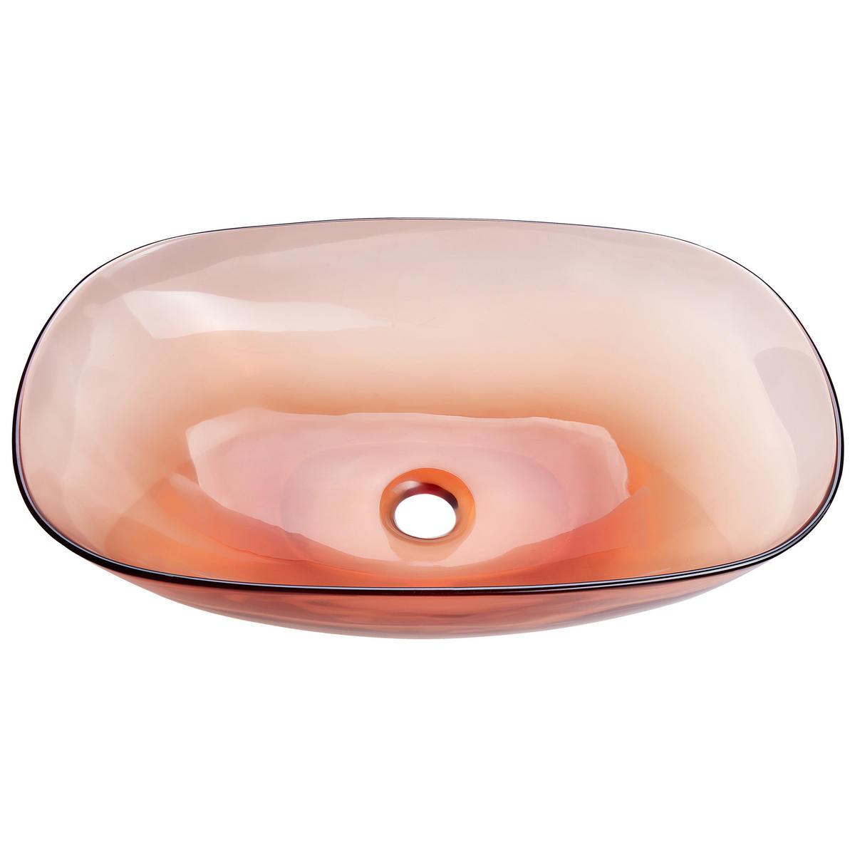 AUFSATZWASCHBECKEN Hellrot 54/36 cm Mineralwerkstoff Moengo - Hellrot/Transparent, Keramik (54/15/36cm) - Beliani