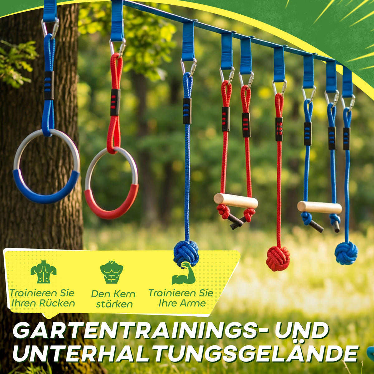 NINJA-WARRIOR 9er Set Kunststoff Holz Mehrfarbig - Multicolor, Kunststoff (5/1000cm) - AIYAPLAY