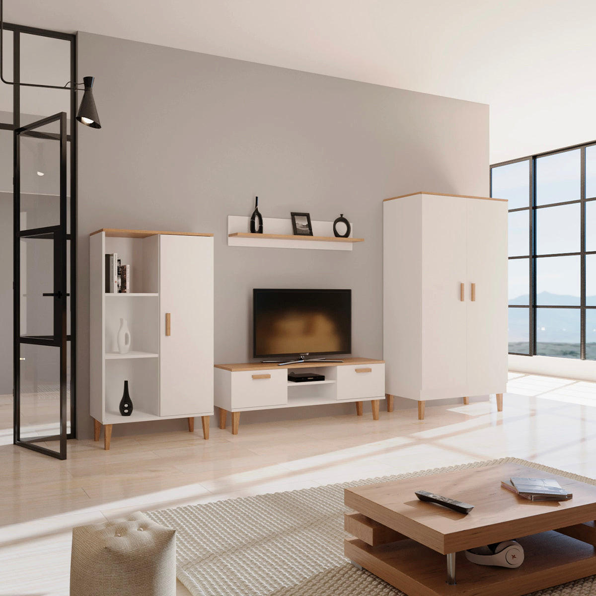SCHRANK 2 Türen Denver Weiß - Weiß, Holzwerkstoff (100/184/55cm) - Petits-meubles