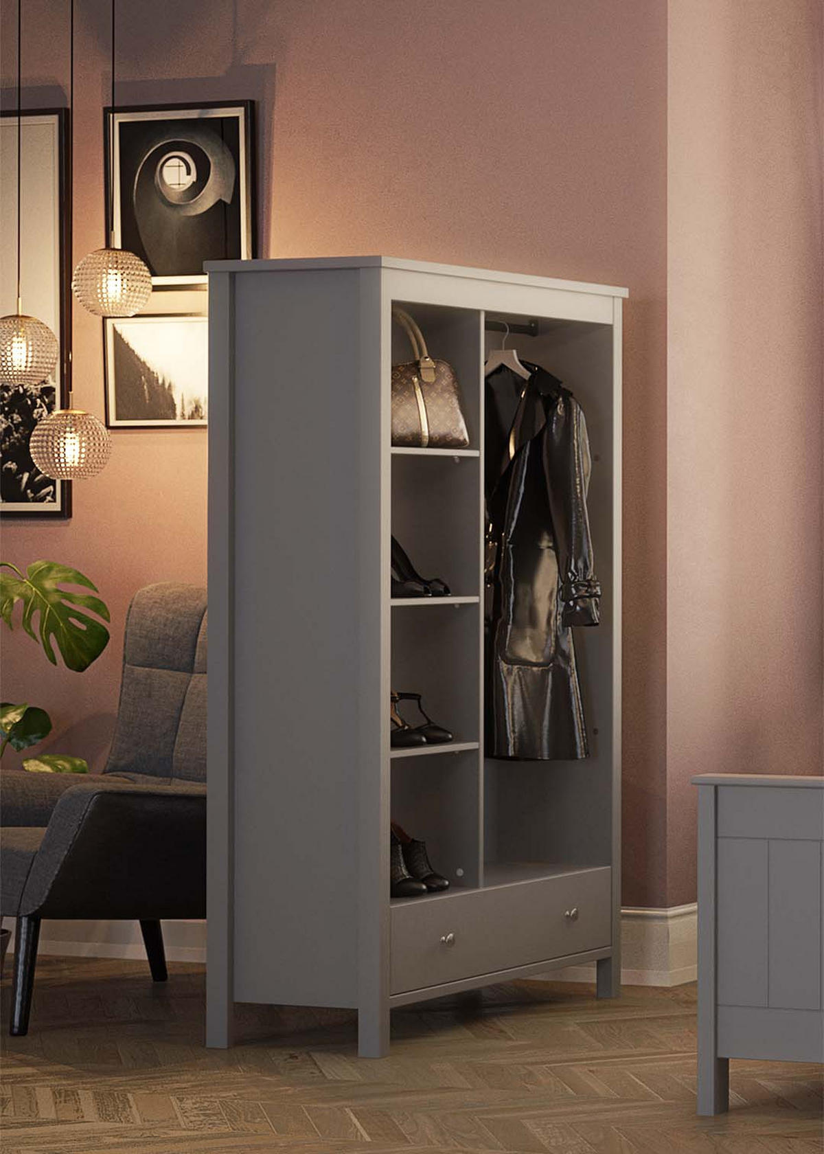 KLEIDERSCHRANK grau - Grau, Holzwerkstoff (90/170/45cm) - ebuy24