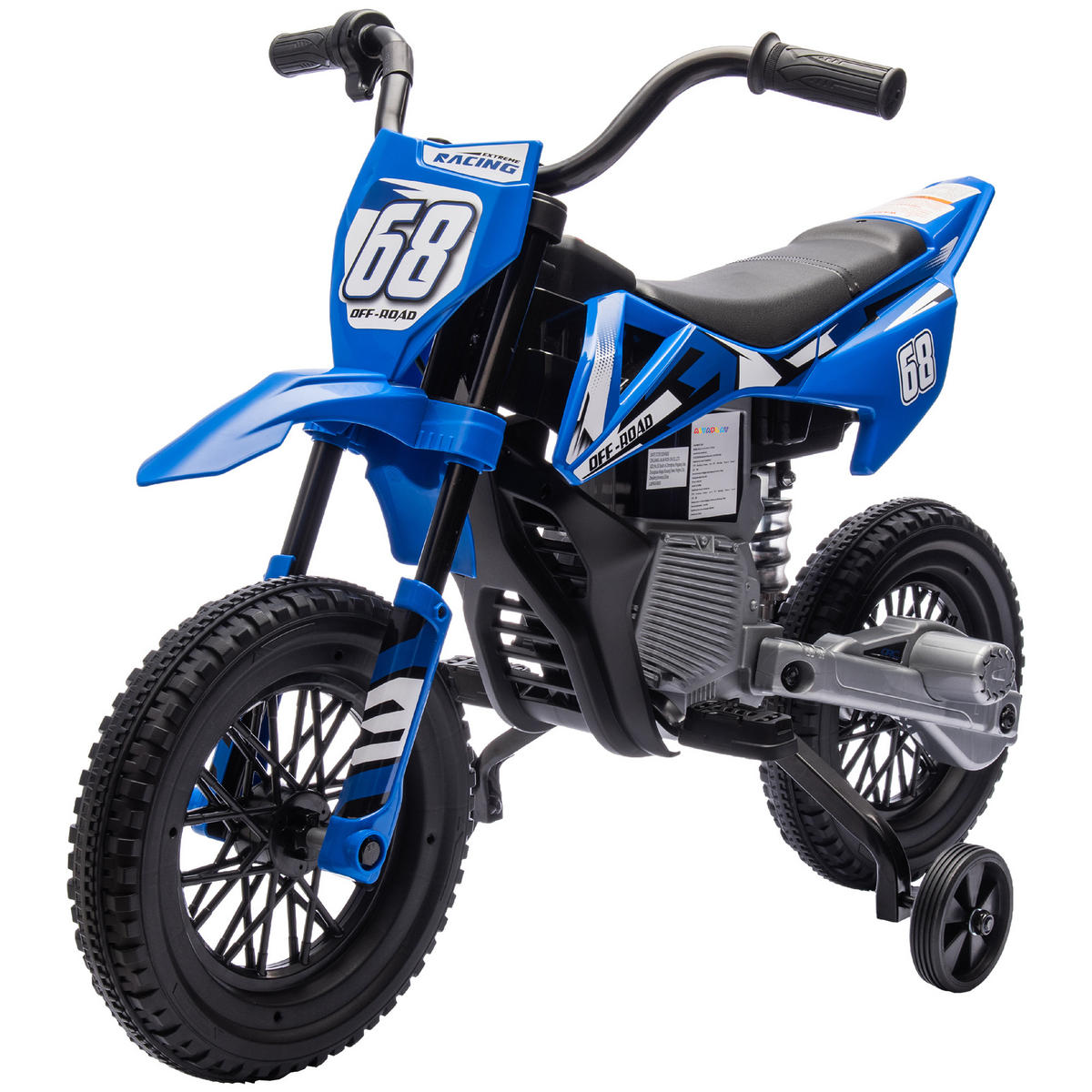 ELEKTRO-MOTORRAD DE-06221 12V mit Trainingsrädern und Musik Blau - Blau, Kunststoff/Metall (107/56/70cm) - ComfortXL