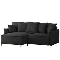 ECKSOFA MARCO Links, mit Schlaffunktion und Bettkasten, Anthrazit - Anthrazit, Textil/Metall (221/148cm) - Idohome