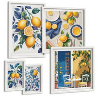 BILDER SET 5er Set - 50x50 cm & 20x30 cm & 40x60 cm Weißer Rahmen - Grüne Oliven, Eukalyptus - Weiß, Kunststoff (40/60cm) - TULUP
