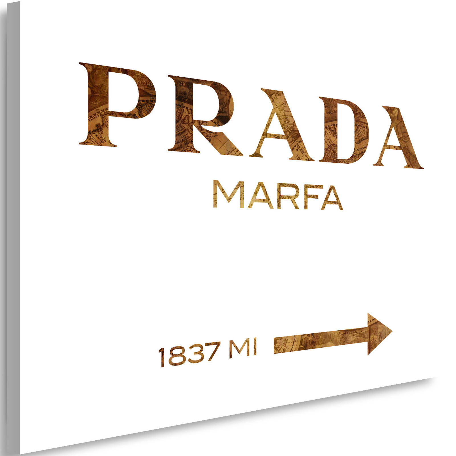 WANDBILD mit inschriften braun - Weiß, Textil (60/40cm) - Feeby