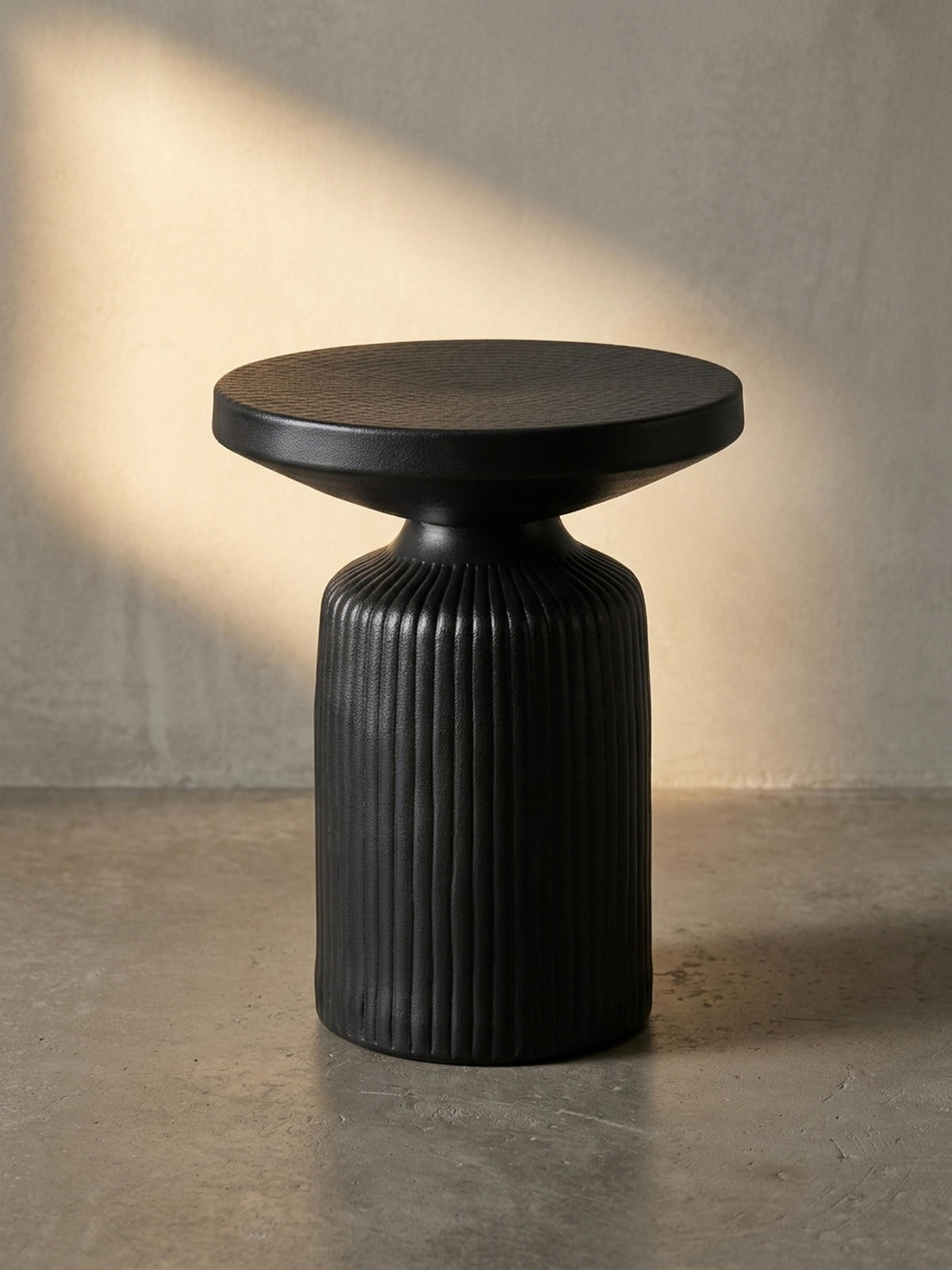 BEISTELLTISCH – Rund Schwarz 40x40x50 cm Hammerschlag Design - Schwarz, Metall (40/40/50cm) - KADIMA DESIGN