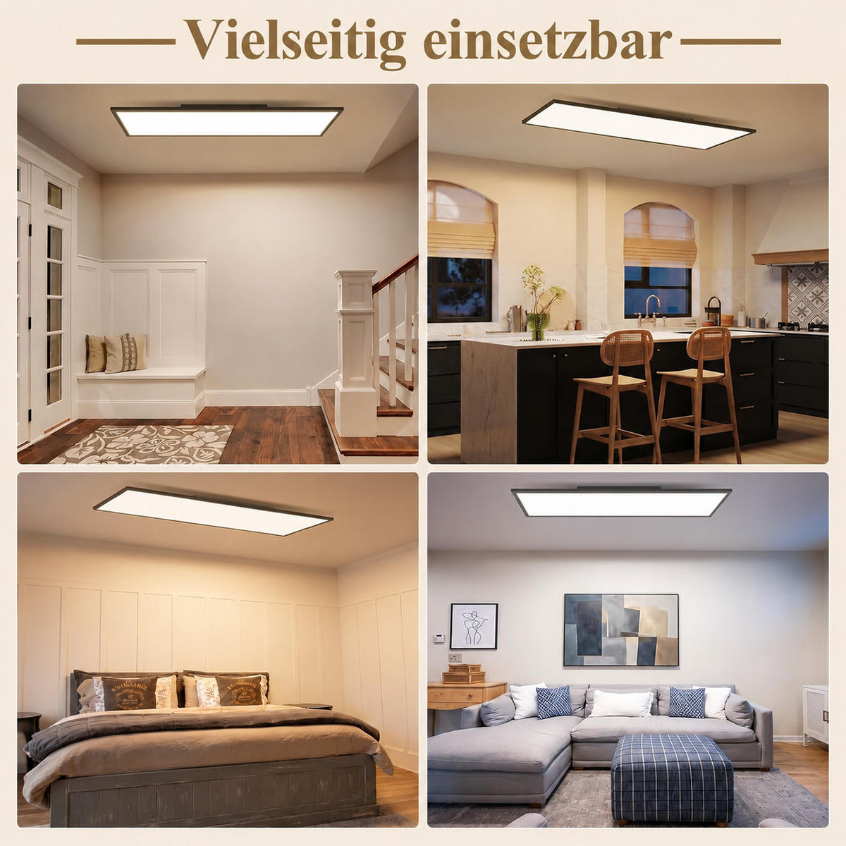 LED DECKENLEUCHTE Oryvnal 120/30/5 cm - Schwarz, Kunststoff/Metall (120/30/5cm) - ZMH