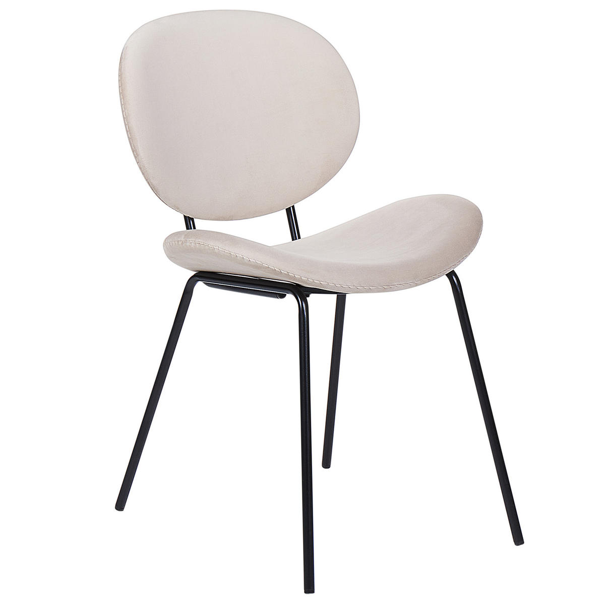 ESSZIMMERSTUHL 2er-Set Samtstoff hellbeige/schwarz Luana - Beige/Schwarz, Textil (50/80/52cm) - Beliani