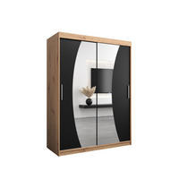 SCHWEBETÜRENSCHRANK 200/150/62 2-türig - Silberfarben/Schwarz, Holz/Kunststoff (150/200/62cm) - Abiks Möbel