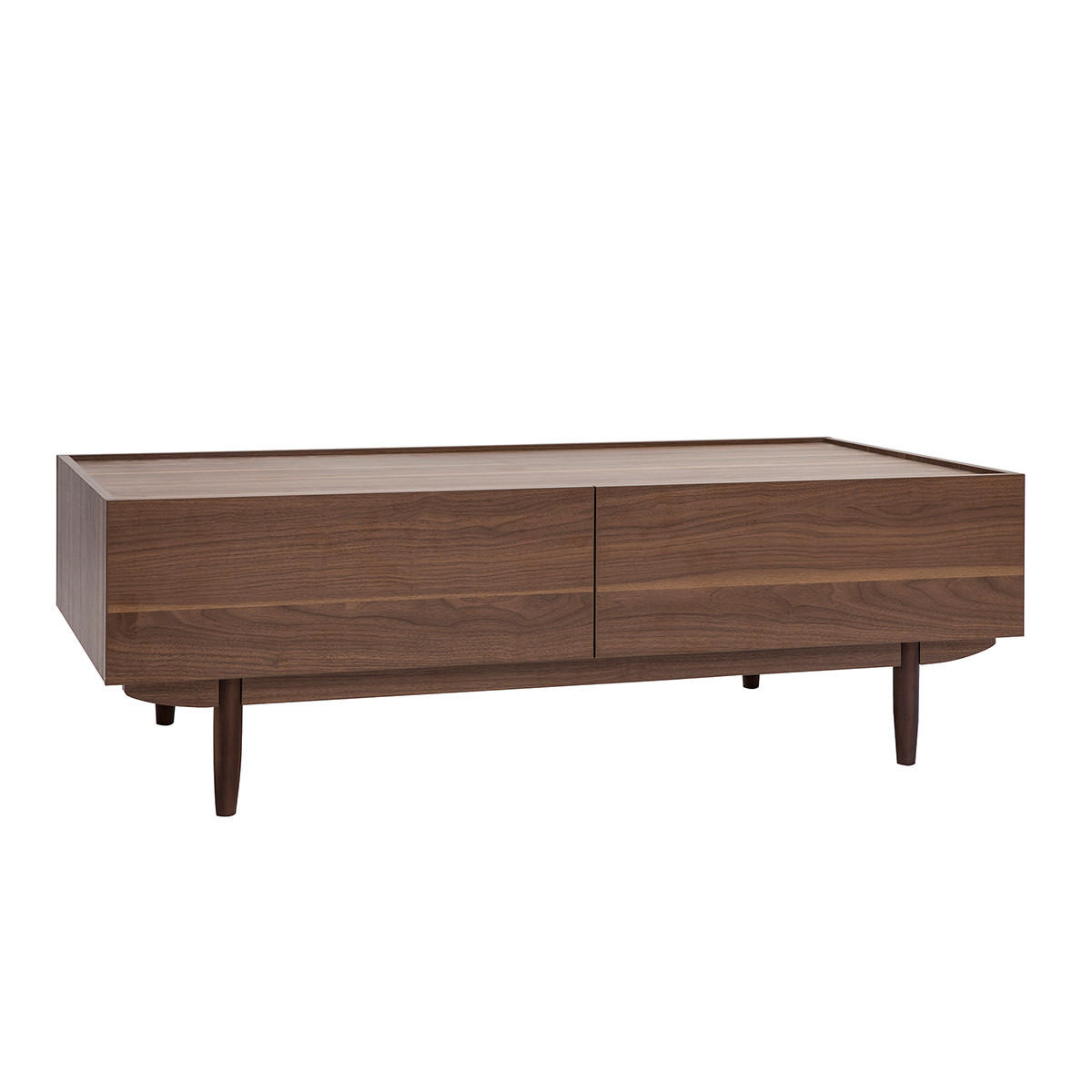 COUCHTISCH Dunkles Holz Schubladen B120 cm SANAA - Walnussfarben, Holz (120/60/39.5cm) - Miliboo