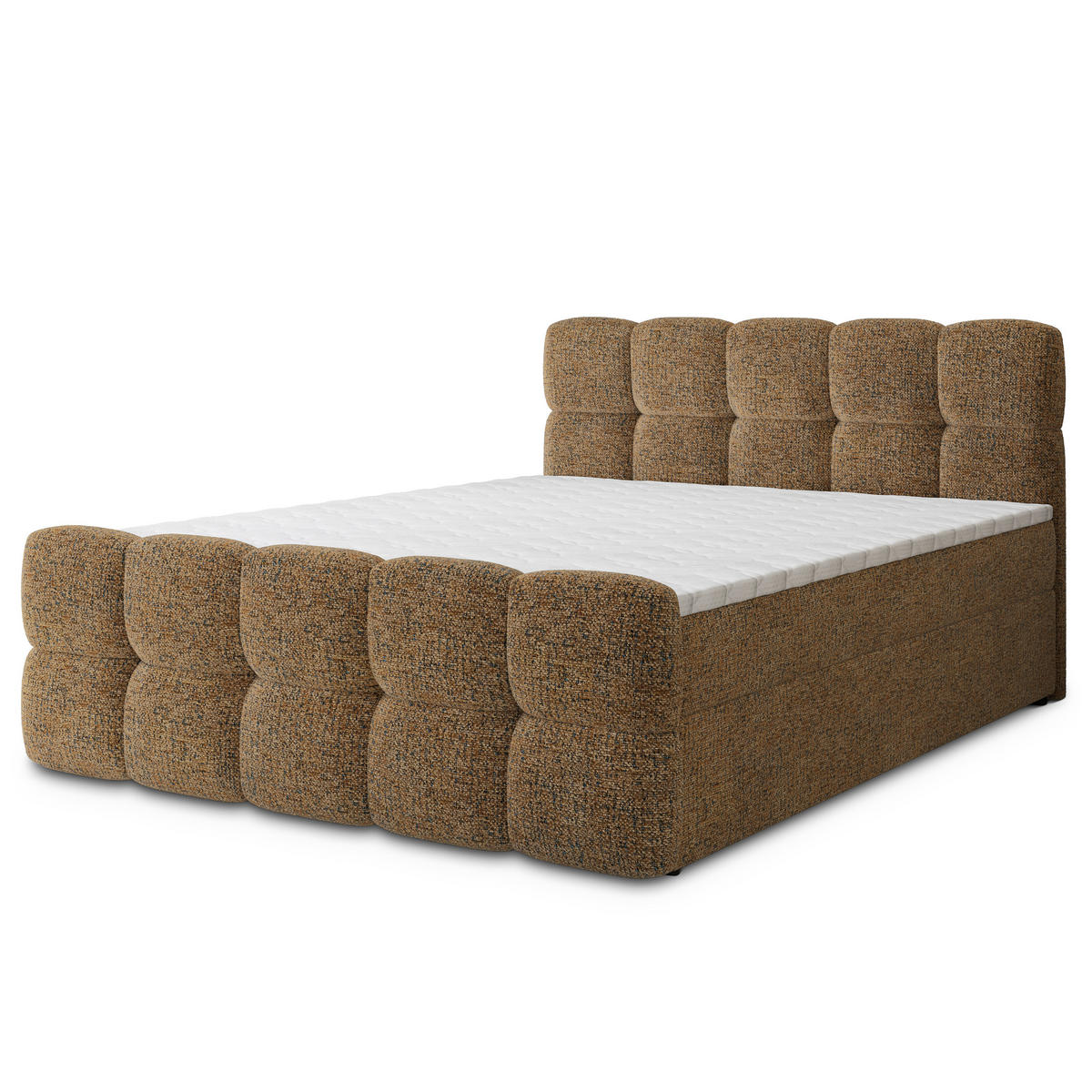 BOXBETT BRUME 140x200 cm mit Matratze und Topper, H2+H3 - Braun - Braun, Holz (140/200cm) - MASSENO