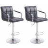 BARHOCKER 2er Set Lederlook Schwarz - Chromfarben/Schwarz, Textil/Metall (54/91/46cm) - CLP