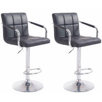 BARHOCKER 2er Set Lederlook Schwarz - Chromfarben/Schwarz, Textil/Metall (54/91/46cm) - CLP