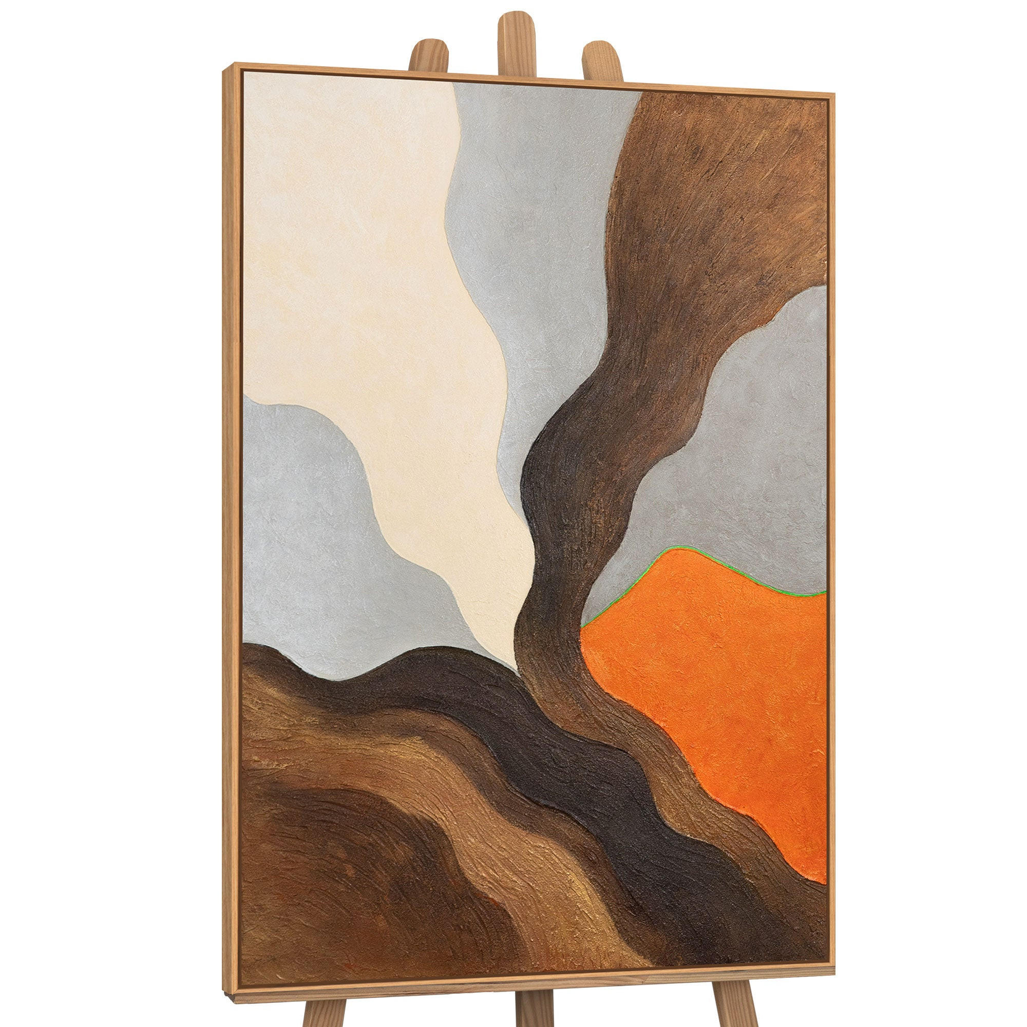 GEMÄLDE Abendliche Hügel Schattenfugenrahmen Eichefarben 140x100 cm - Eichefarben, Holz (140/100cm) - YS-art gallery
