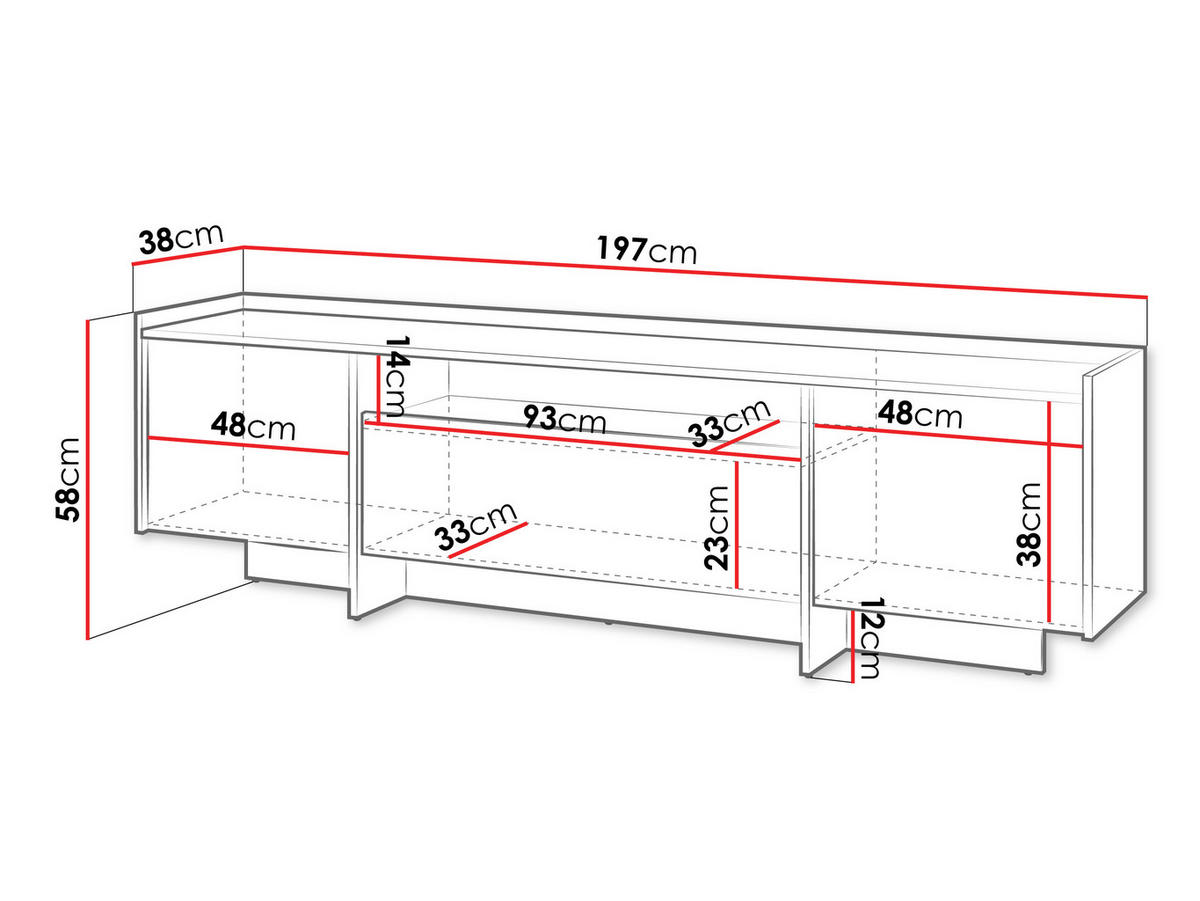 TV-LOWBOARD Japandi - Braun, Holzwerkstoff (197/58/38cm) - MIRJAN24