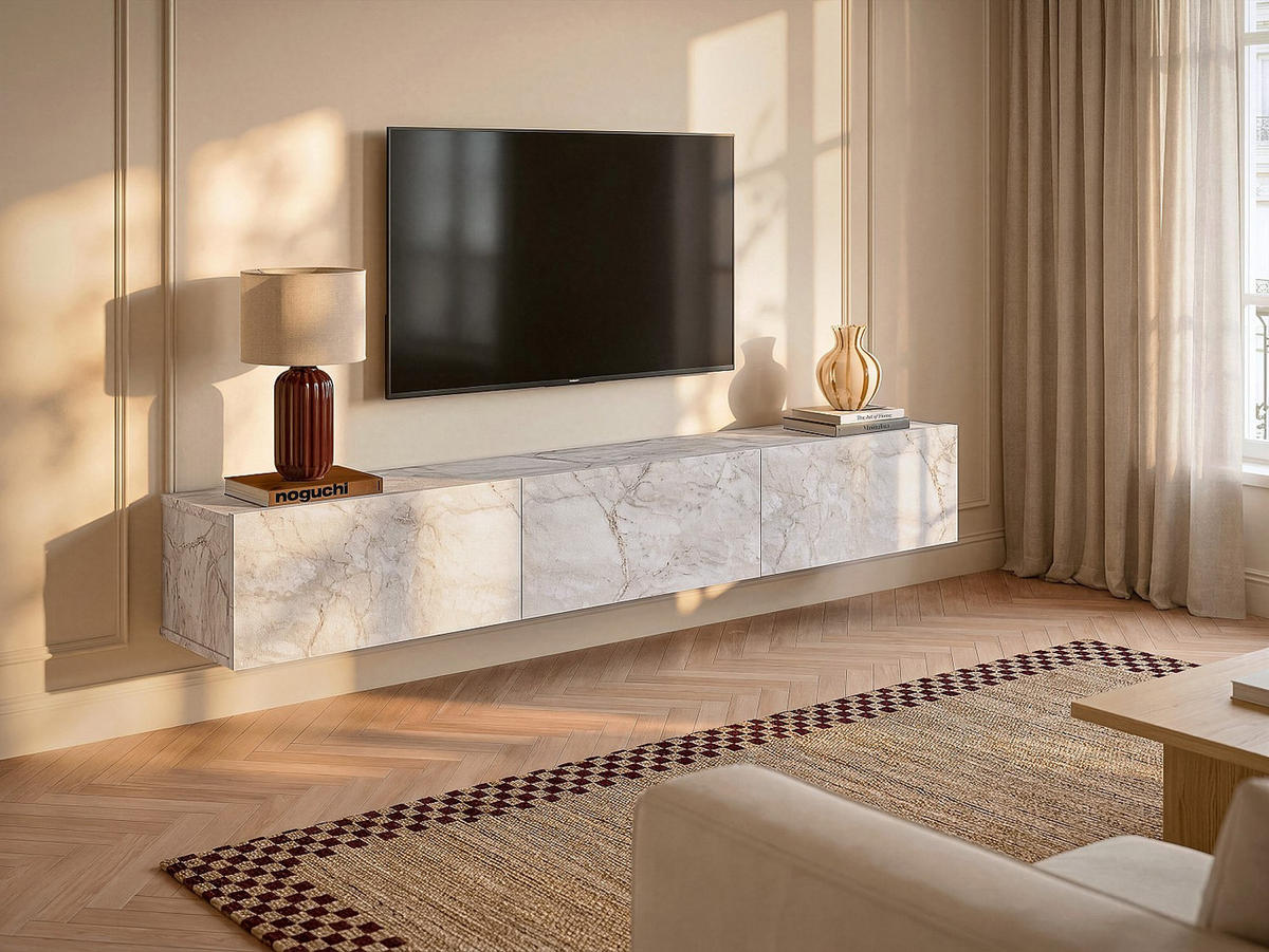 TV-HÄNGESCHRANK - 180 cm x 29.5 cm - holz - weiß Vikila - Weiß, Holz (180/29.5/29.5cm) - Vente-Unique