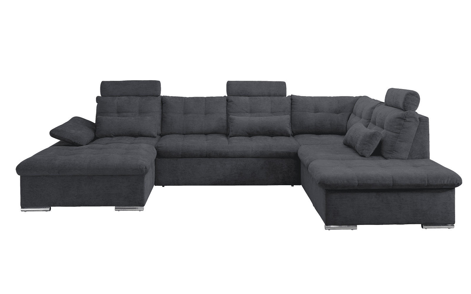 WOHNLANDSCHAFT mit Schlaffunktion, Bettkasten und verstellbare Armlehne - Chromfarben/Anthrazit, Kunststoff/Textil (218/107/324cm) - ed exciting design