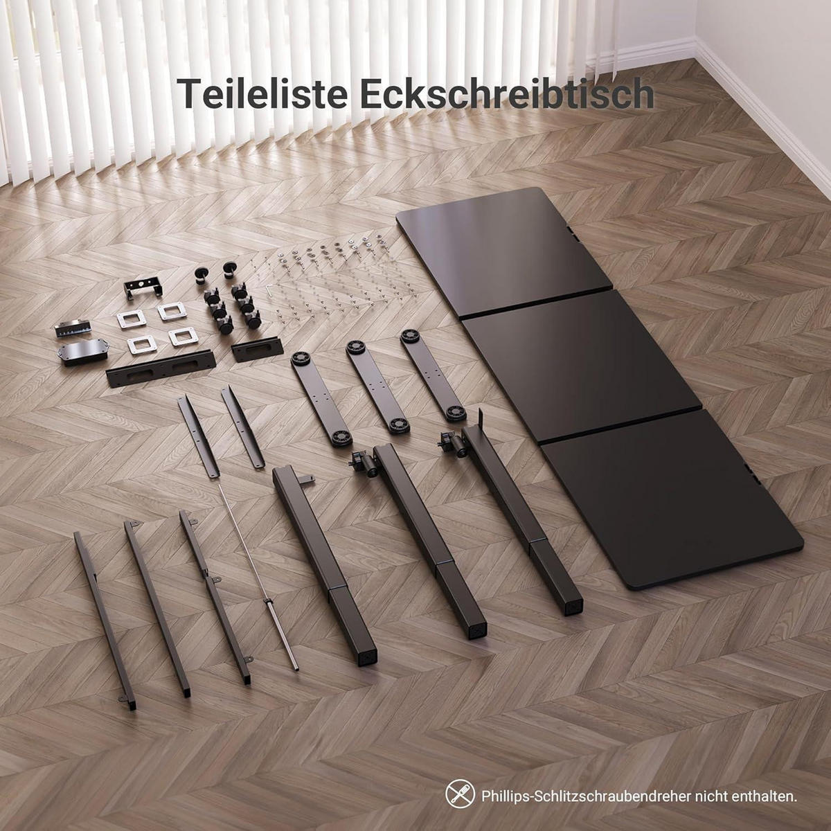 ECKSCHREIBTISCH höhenverstellbar 160x140 cm Schwarz Dual-Motor - Schwarz, Holzwerkstoff (160/140/118cm)