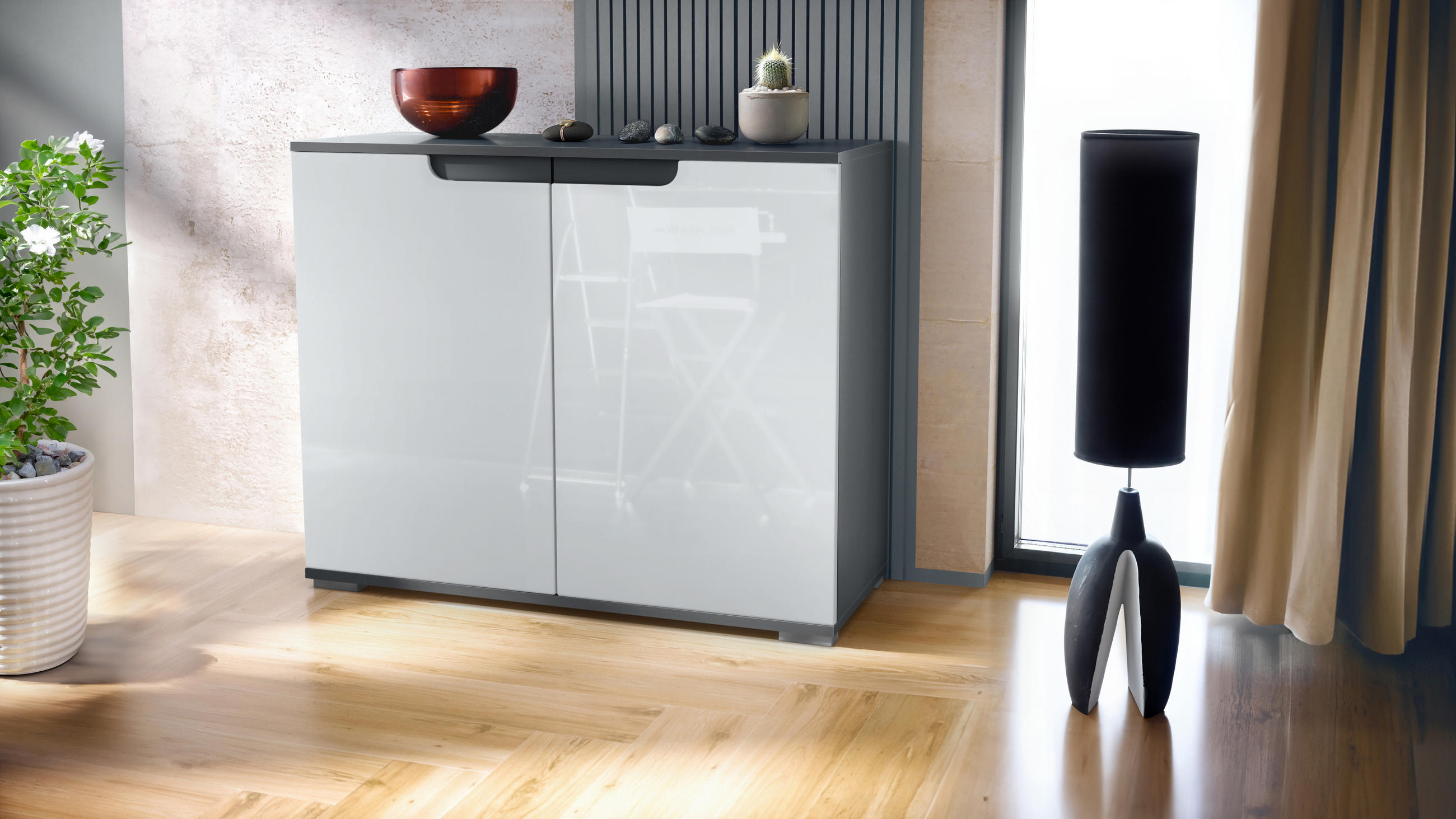KOMMODE Sylt Weiß Hochglanz - Weiß Hochglanz, Holzwerkstoff (92.5/75.5/35cm) - Vladon