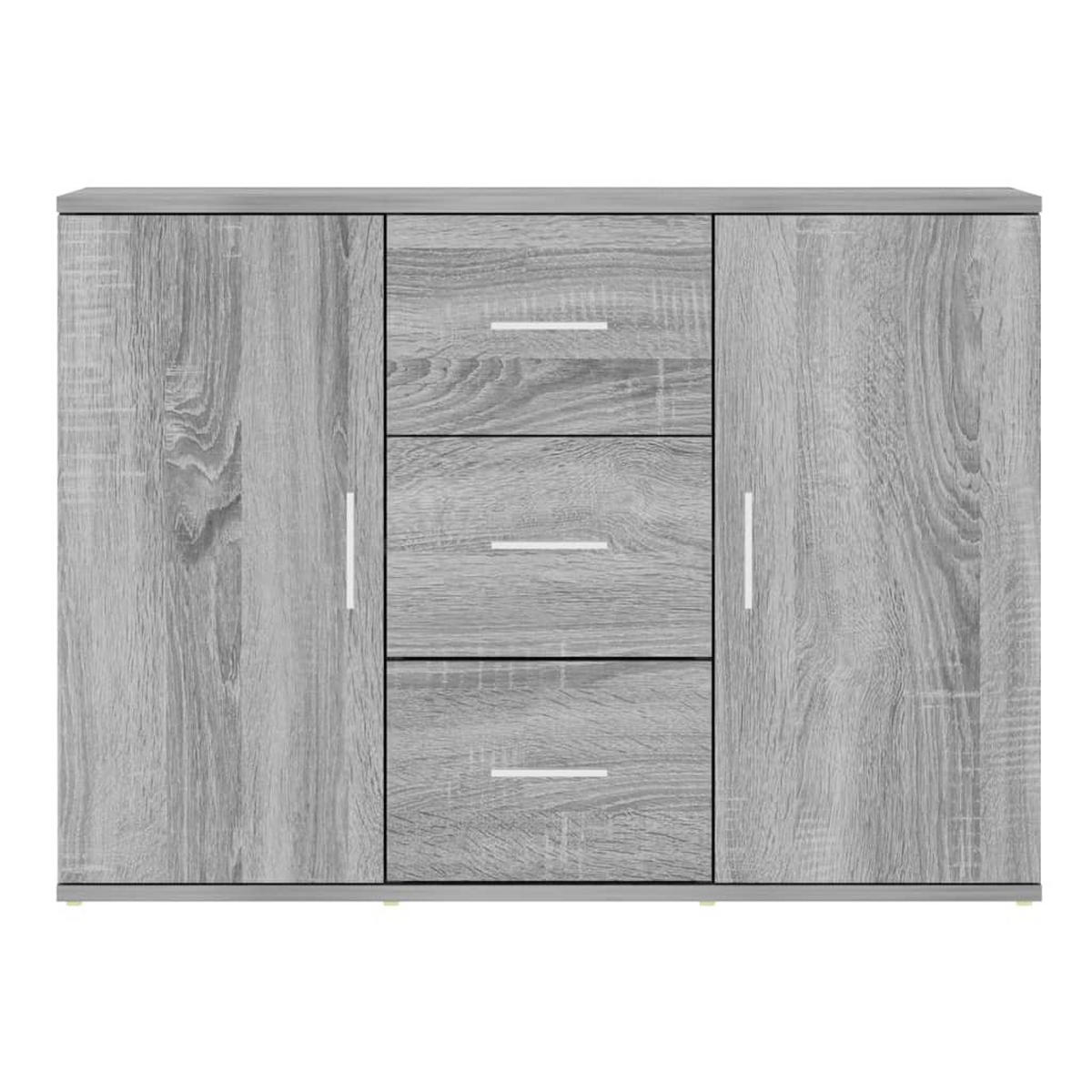 SIDEBOARD mit 3 Schubladen, 2 Türen 91/29,5/65 cm aus Holzwerkstoff Grau Sonoma Dekor - Silbereichenfarben, Holz (91/65/29.5cm) - vidaXL