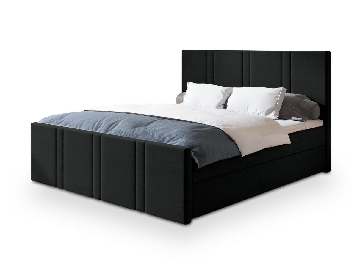 POSTEL BOXSPRING COMOZA 160x200 cm, s matrací a úložným prostorem, černá - černá, kompozitní dřevo/textil (160/200cm) - MASSENO
