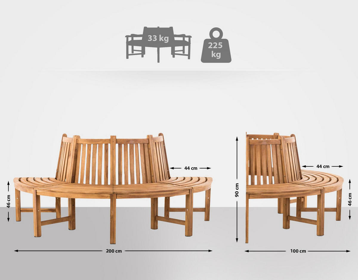 GARTENBANK 200/100 cm Holz teak - Teakfarben, Holz (200/90/100cm) - CLP