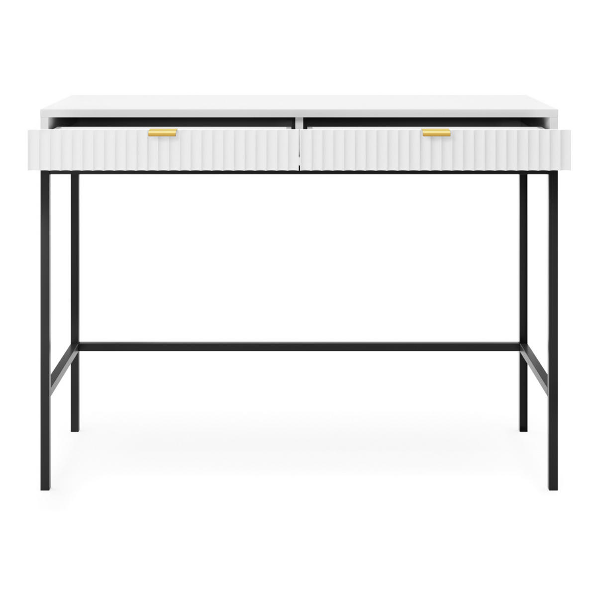 SCHMINKTISCH NANAIMO TOA1-2S Profilierte Fronten, Weiß - Weiß, Holzwerkstoff/Kunststoff (104/77/50cm) - Komodee