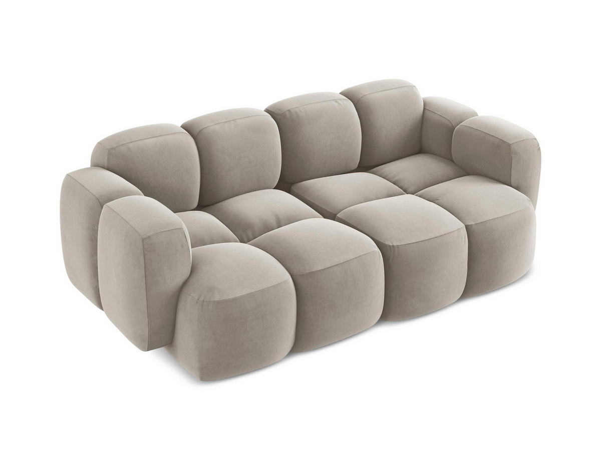 2-SITZER SOFA Samt Stoff Grau - Taupe/Schwarz, Holzwerkstoff/Kunststoff (210/72/115cm) - Makamii
