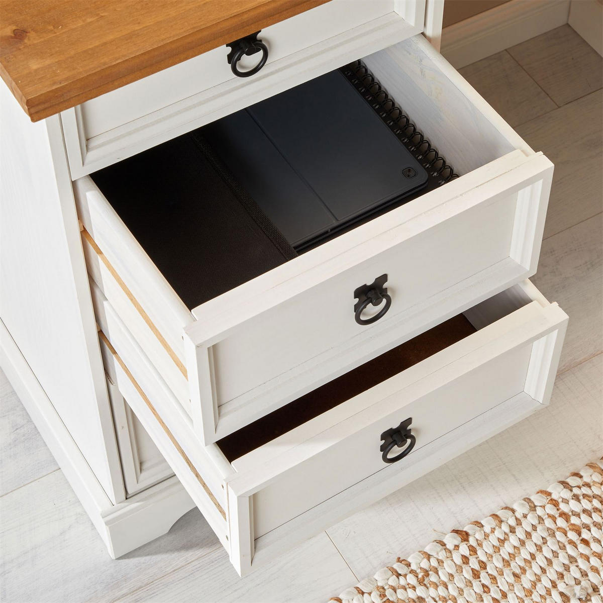 SCHREIBTISCH CAMPO weiß/braun - Weiß/Braun, Holz (49/105/78cm) - CARO-Möbel