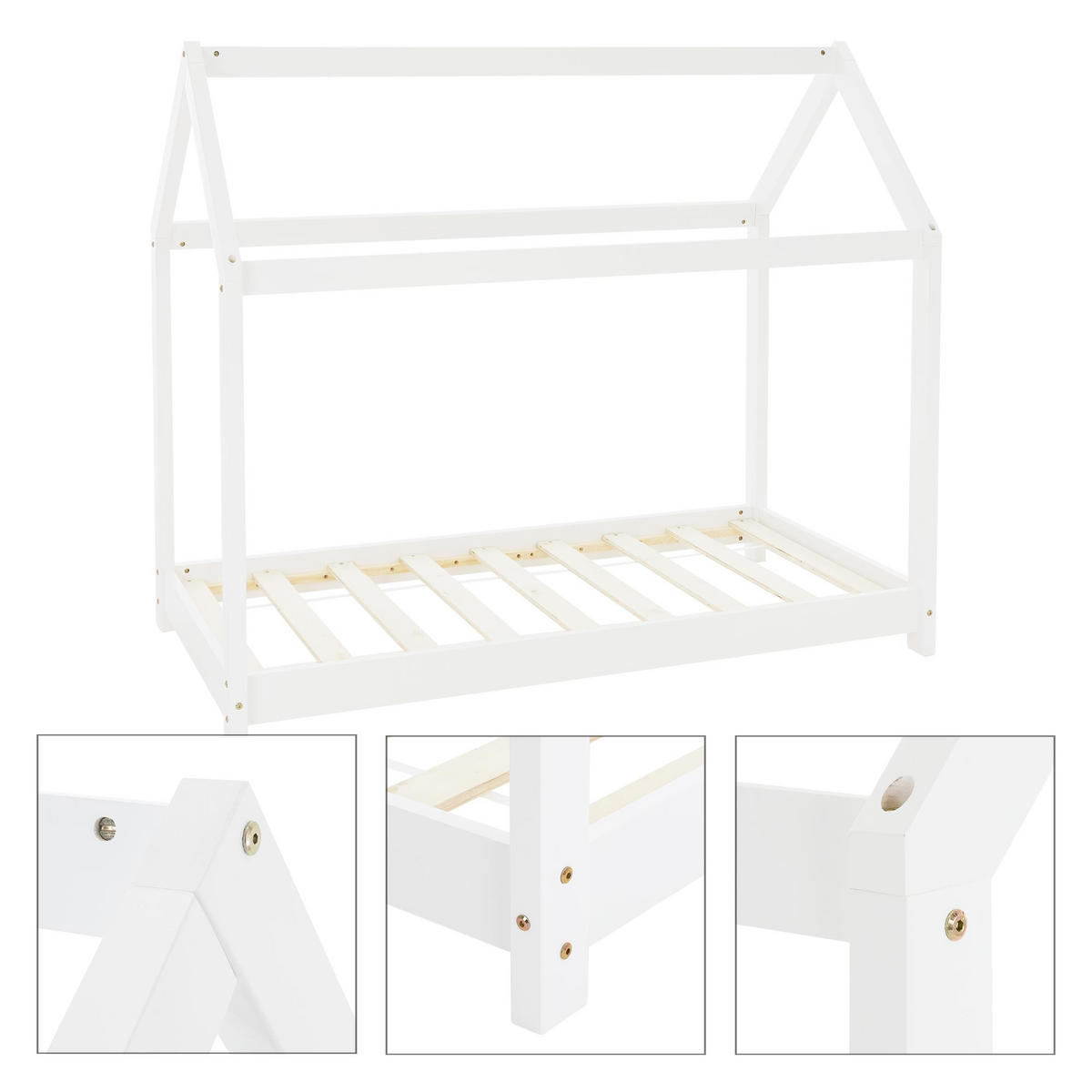 KINDERBETT mit Dach 80x160 cm Weiß - Weiß, Holz (80/160cm) - ML-DESIGN