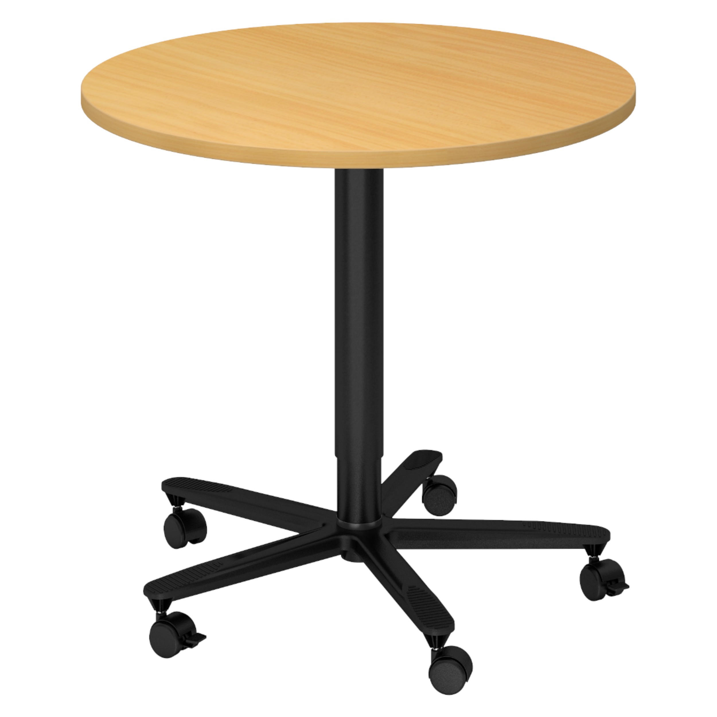 SÄULENHUBTISCH rund ST 80/80/74 cm in Buchefarben/schwarz - Buchefarben/Schwarz, Holzwerkstoff (80/80/74cm) - bümö