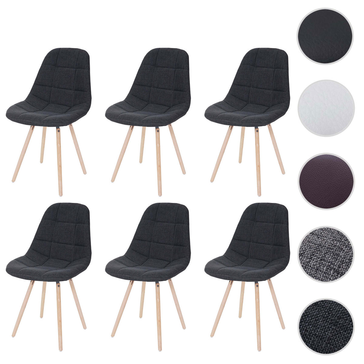 ESSZIMMERSTUHL I Anthrazit 6er-Set - Anthrazit, Textil (47/82/53cm) - MCW