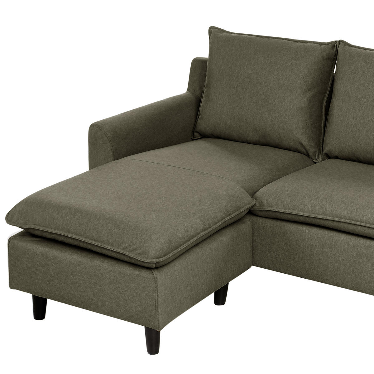 ROHOVÁ POHOVKA 3-místná Sametová látka Tmavě zelená pravostranná Elvenes - zelená barva/hnědá, textil (206/140cm) - Beliani