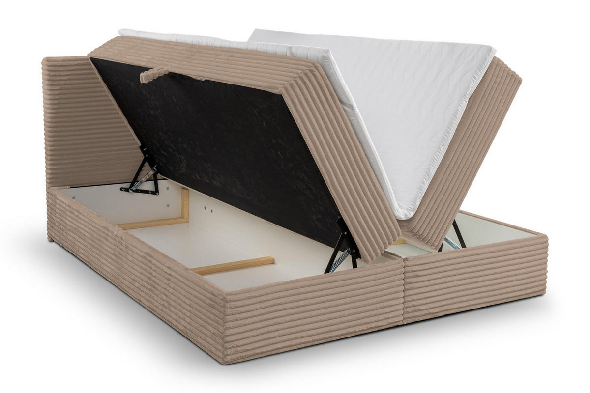 BOXBETT TILLY mit zwei Bettkästen H2/H3 Matratze und Topper 160 x 200 cm - Braun, Holzwerkstoff (160/200cm) - VENASI MÖBEL