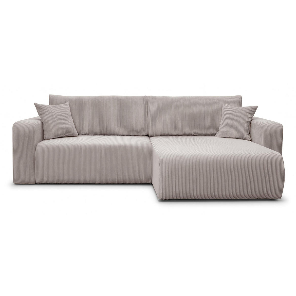 ECKSOFA mit Schlaffunktion Nellio L-Form universal mit Bettkasten Beige Cord - Beige/Schwarz, Kunststoff/Textil (245/145cm) - Homebook