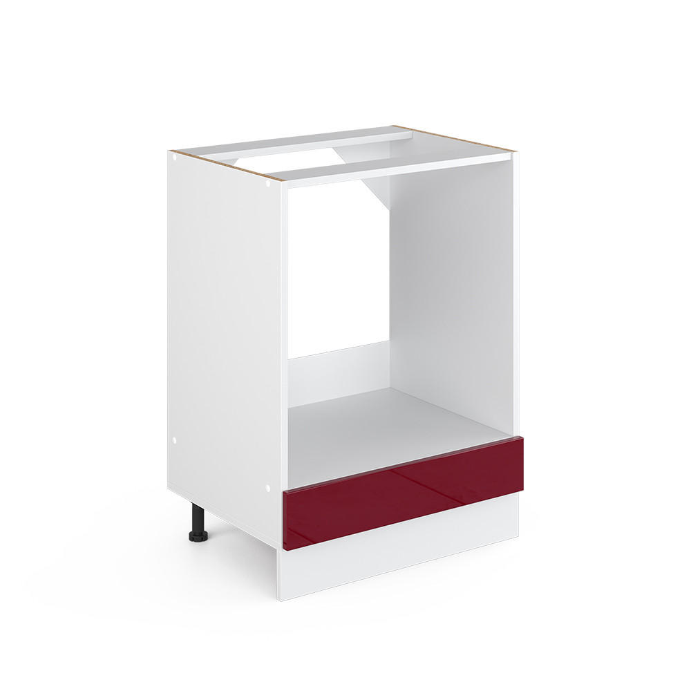 UNTERSCHRANK R-Line Bordeaux Hochglanz 60 cm mit Großnische, ohne AP - Bordeaux/Weiß, Holzwerkstoff (60/81.6/46cm) - Vicco
