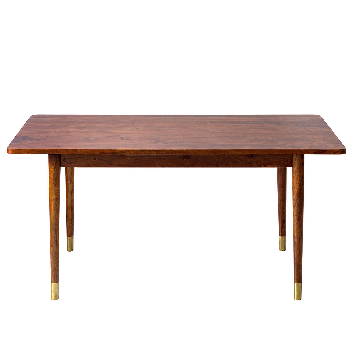 ESSTISCH - Akazie massiv / Metall - Akazie / Gold - Braun, Holz/Metall (90/160/76cm) - home24