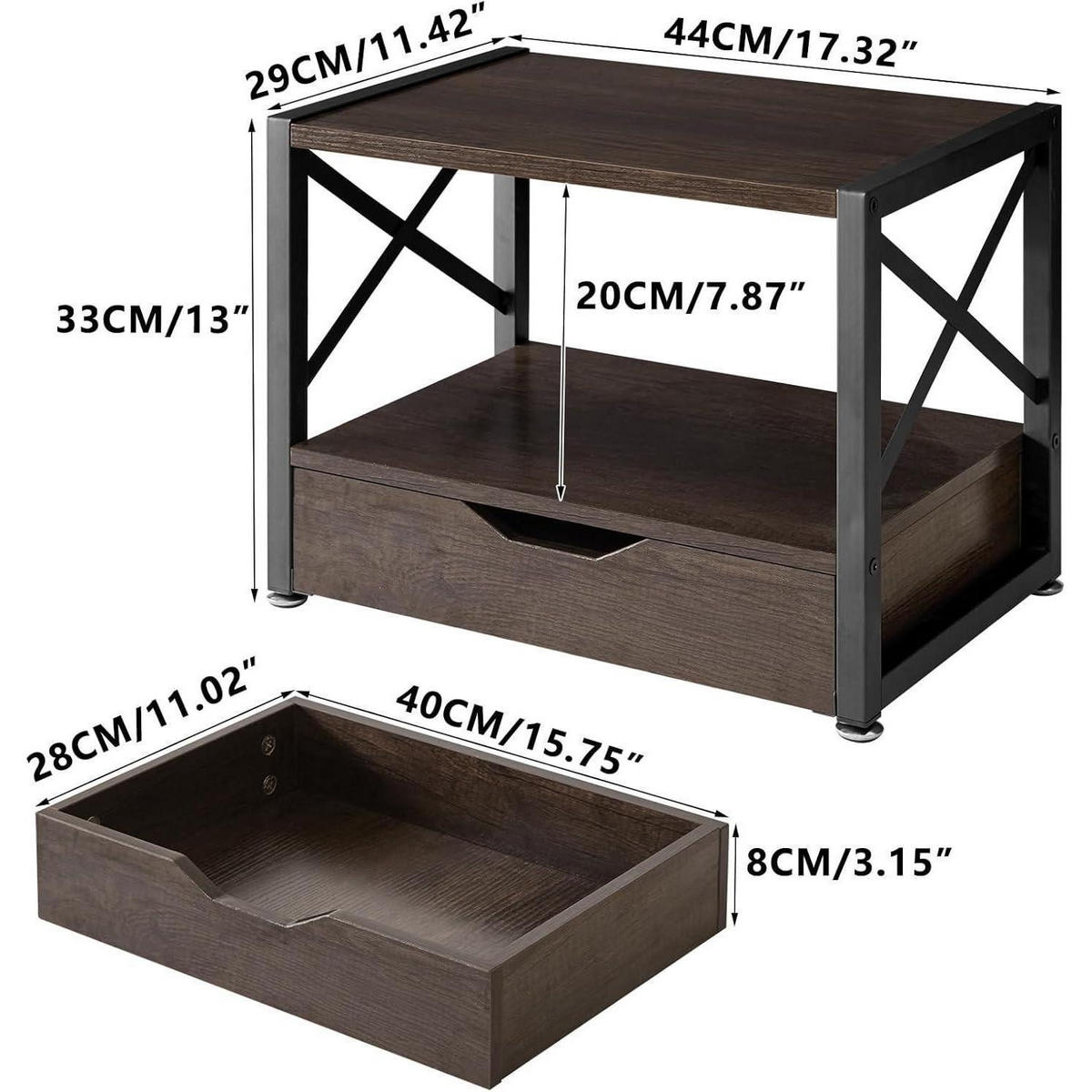 SCHREIBTISCHORGANIZER Mehrzweck, Desktop Organizer mit Schublade, Holz-Grau - Braun, Holzwerkstoff (15/12/30cm) - LUXUSKOLLEKTION