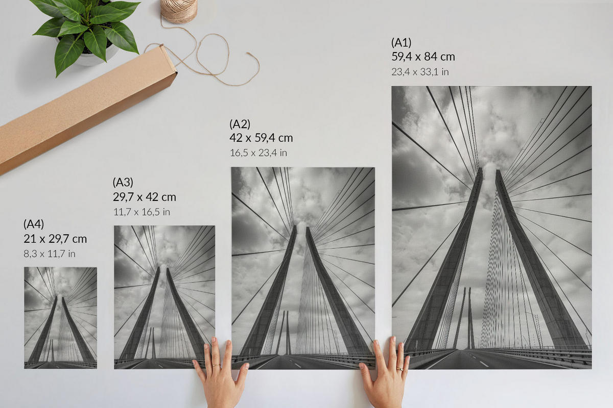 POSTER - 21x29 cm - Sample - Moderne Brücke - Grau, Textil (21/29.7/0.1cm) - TULUP