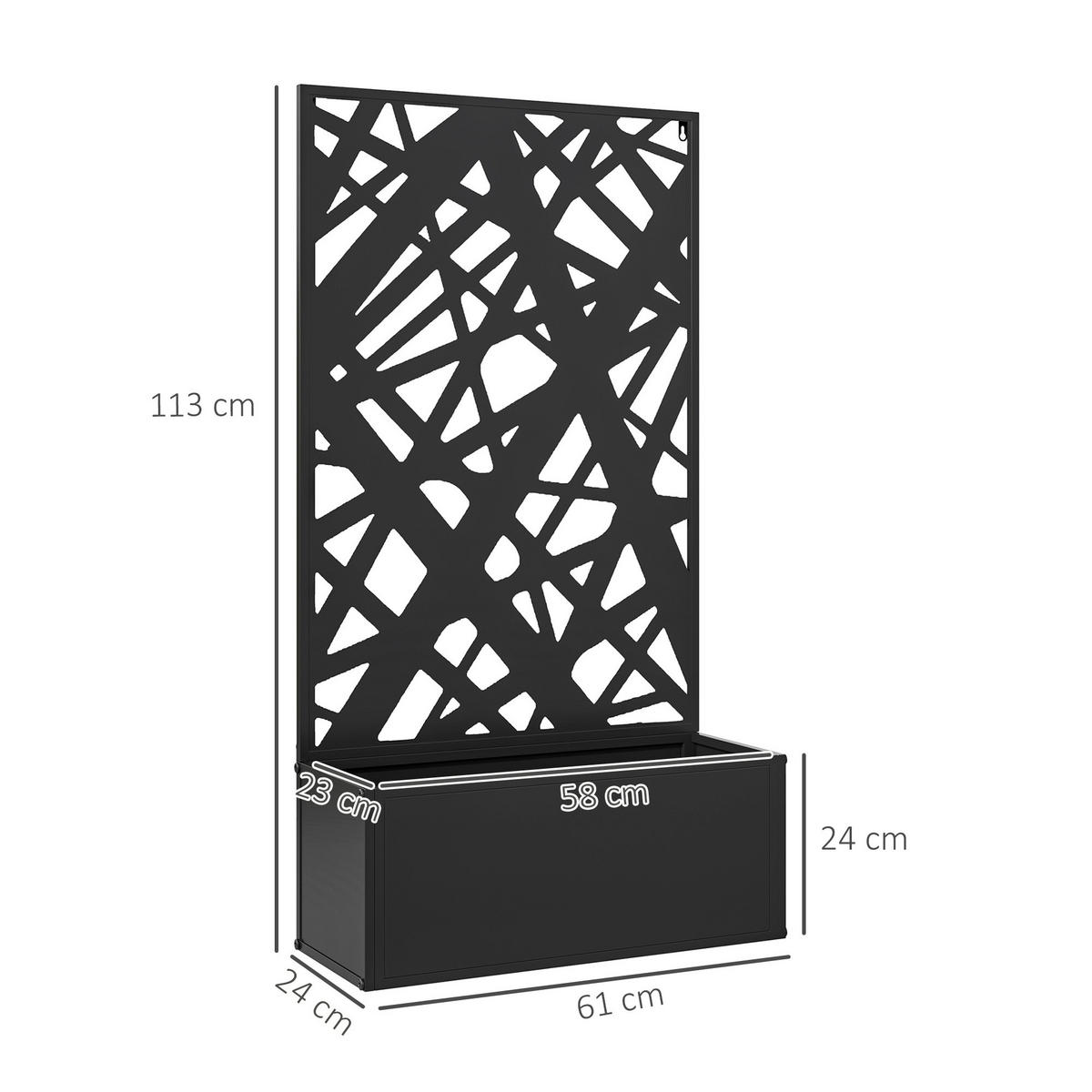 HOCHBEET DE-12181 mit Sichtschein 61/23/113 cm mit Drainage Anthrazit - Schwarz, Metall (61/113/23cm) - ComfortXL