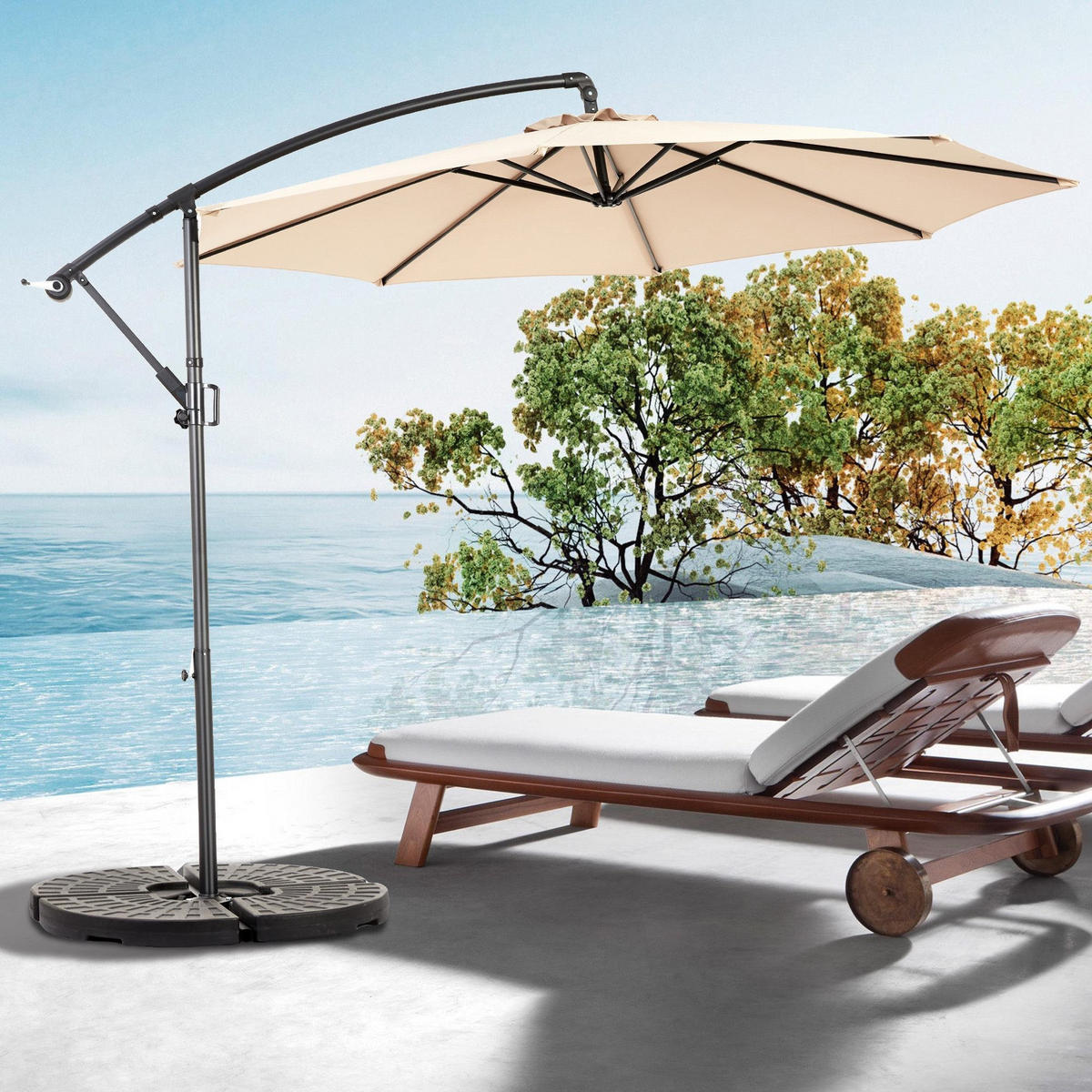 SONNENSCHIRM 295x295cm,Ampelschirm,Gartenschirm,Aluminium,Sonnenschutz,Khaki - Braun, Metall (295/295cm) - LVHOM